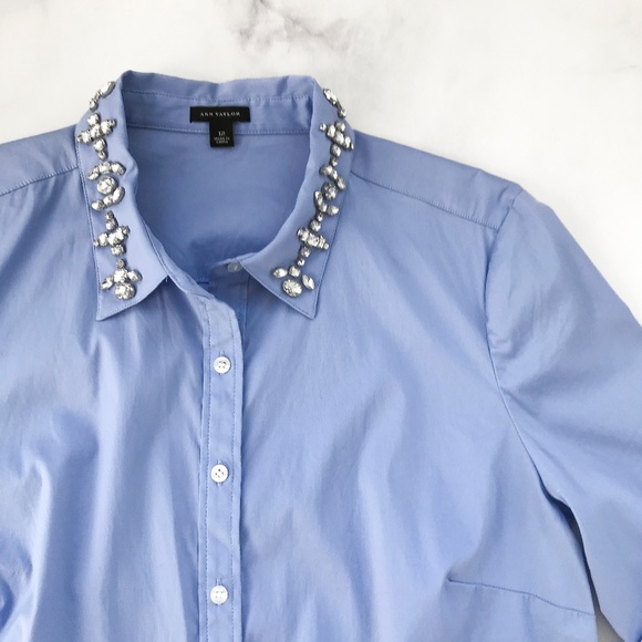 Ann Taylor Tops - 🔻$18🔻 Ann Taylor Jeweled Collar Shirt